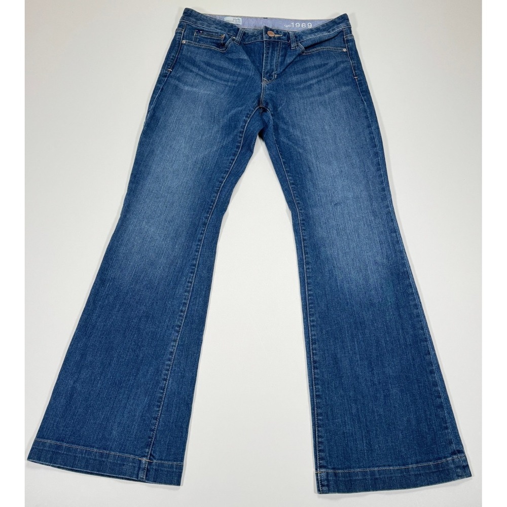 Gap 1969 Long & Lean Jeans Womens 29R 32x32 Med Blue Bootcut Flare Stretch Denim
